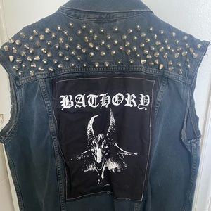 Bathory Studded Punk Denim Vest DIY XL